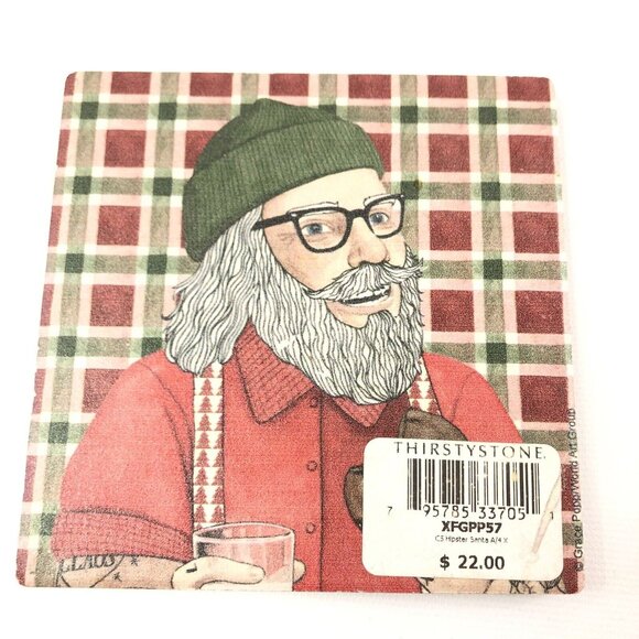 Set Of 4 Thirstystone Holiday Coasters Featuring Christmas Santa & Reindeer - Picture 6 of 12